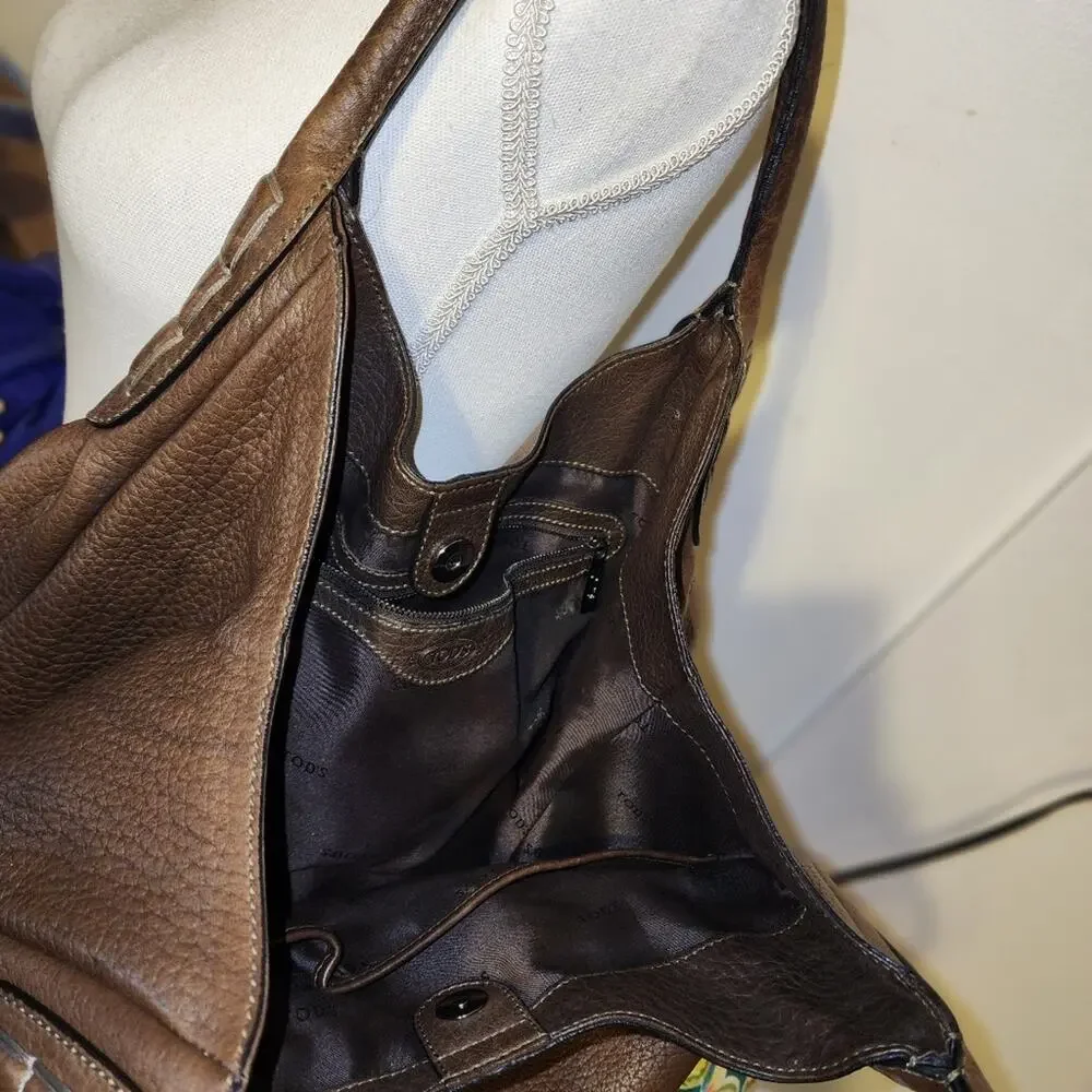 TOD'S EUC XL PEBBLED LEATHER HOBO BAG SATCHEL.